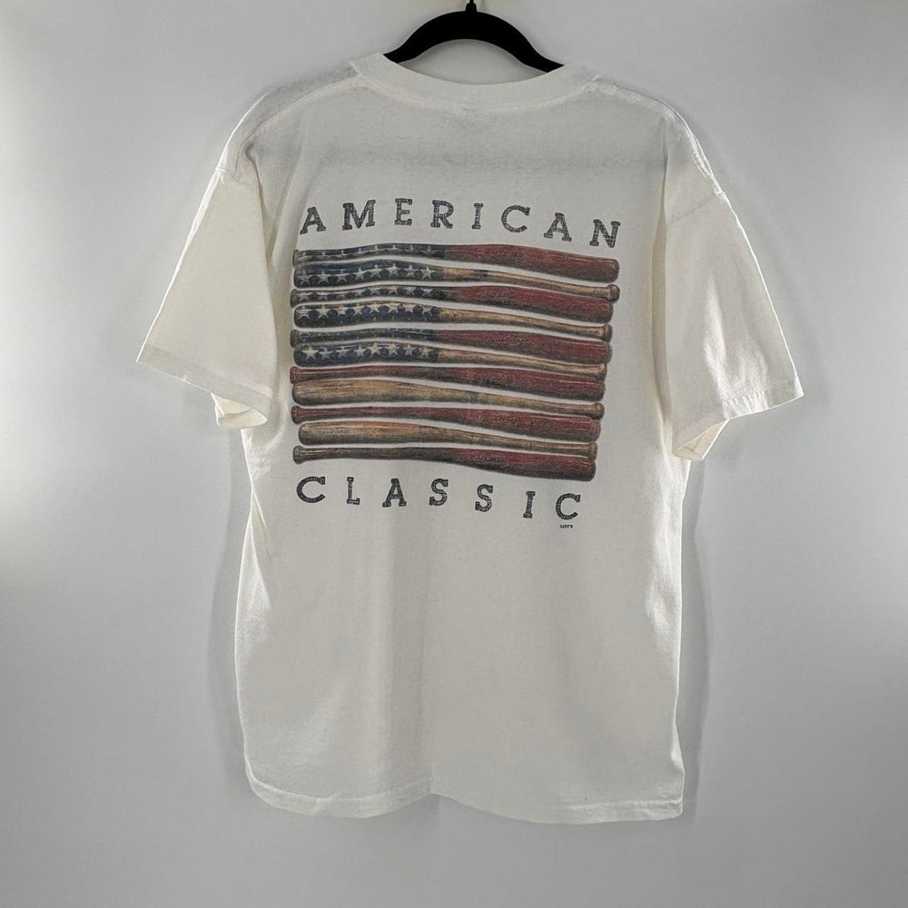 American Classics Men's Large Baseball Shirt USA Graphic Short Sleeve White